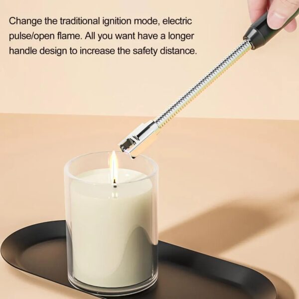 Encendedor eléctrico recargable en acción, iluminando velas con facilidad